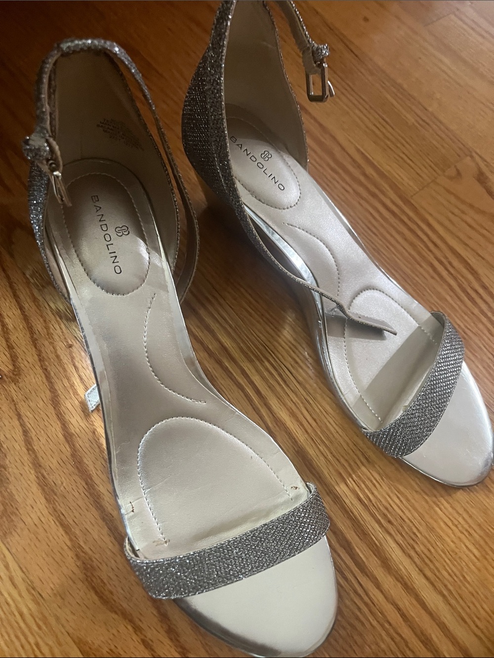 Bandolino Women's Silver Ankle-Strap Evening Sandals